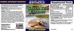 Label for Full Strength Green Tea Extract