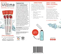 Label for Ultima Replenisher Electrolyte Powder Cherry Pomegranate