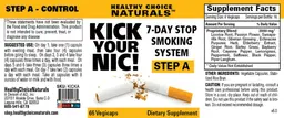 Label for Kick Your Nic! 7-Day Stop Smoking System Step A