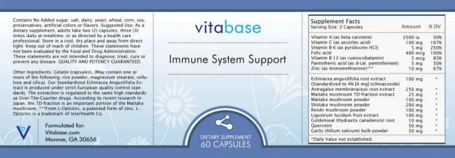 Label for Immune System Support