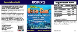 Label for Triple Strength Osteo-Care Bone Density Complex