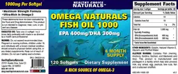 Label for Omega Naturals Fish Oil 1000