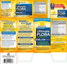 Label for Extra Care Ultimate Flora Probiotic 50 Billion