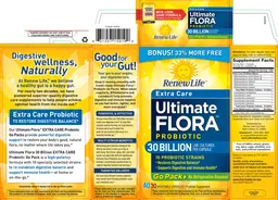 Label for Extra Care Ultimate Flora Probiotic 30 Billion Go Pack