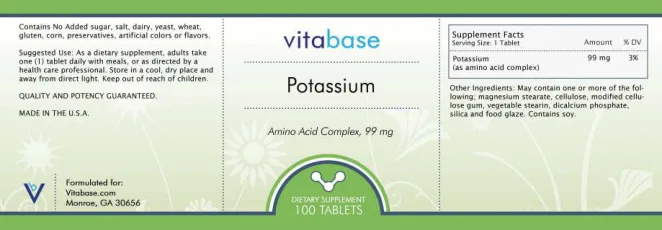 Label for Potassium 99 mg