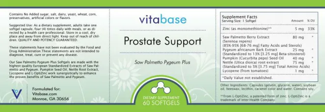 Label for Prostate Support