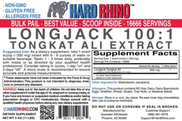 Label for Longjack 100:1 Tongkat Ali extract