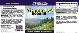 Label for Vitamin D-3 5000 IU