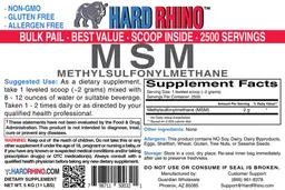 Label for MSM Methylsulfonylmethane