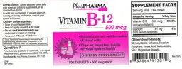 Label for Vitamin B-12 500 mcg