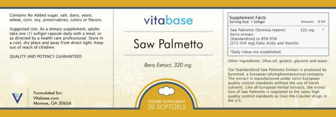 Label for Saw Palmetto 320 mg