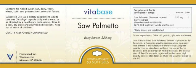 Label for Saw Palmetto 320 mg