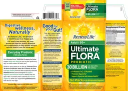 Label for Adult 50+ Ultimate Flora Probiotic 30 Billion Go Pack