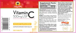 Label for Vitamin C 500 mg USP