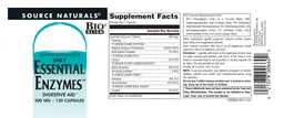 Label for Daily Essential Enzymes 500 mg