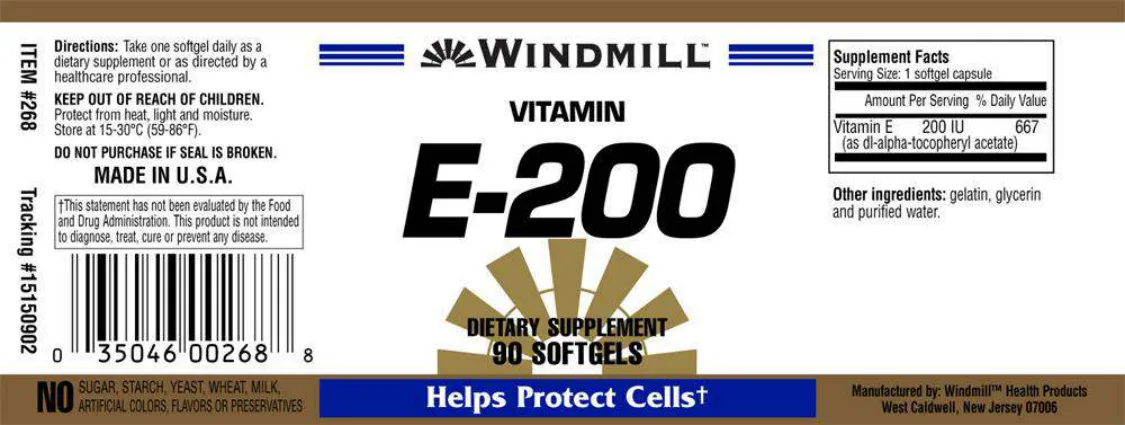 Label for Vitamin E-200