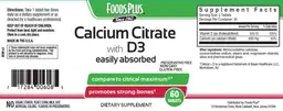Label for Calcium Citrate With D3