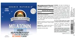 Label for Melatonin Liquid 1.0 mg Orange Flavor