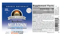 Label for NutraSpray Melatonin 1.5 mg Orange Flavor