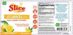 Label for Vitamin D3 1,000 IU All Natural Lemon Flavor