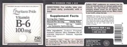 Label for Vitamin B-6 100 mg