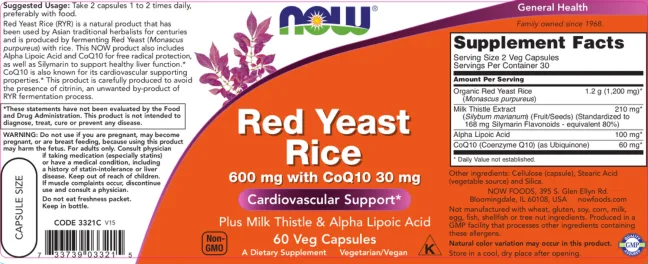 Label for Red Yeast Rice 600 mg With CoQ10 30 mg