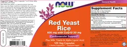 Label for Red Yeast Rice 600 mg With CoQ10 30 mg