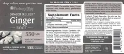 Label for Ginger Root 550 mg