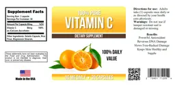 Label for 100% Pure Vitamin C
