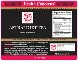 Label for Astra Diet Tea