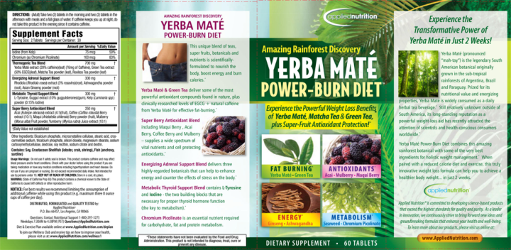 Label for Amazing Rainforest Discovery Yerba Mate Power-Burn Diet