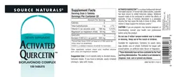 Label for Activated Quercetin