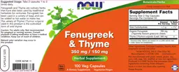 Label for Fenugreek & Thyme 350 mg / 150 mg