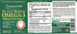 Label for Plant Based Omega-3