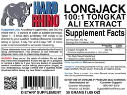 Label for Longjack 100:1 Tongkat Ali Extract
