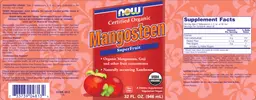 Label for Certified Organic Mangosteen SuperFruit