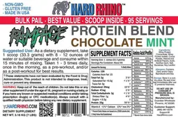 Label for Rampage Protein Blend Chocolate Mint