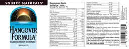 Label for Hangover Formula