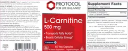 Label for L-Carnitine 500 mg