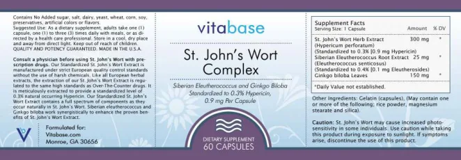 Label for St. John's Wort Complex