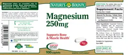 Label for Magnesium 250 mg