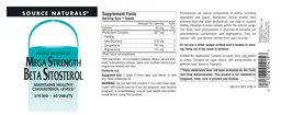 Label for Mega Strength Beta Sitosterol 375 mg