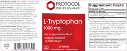 Label for L-Tryptophan 1000 mg