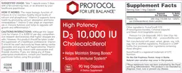 Label for High Potency D3 10,000 IU Cholecalciferol
