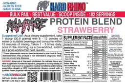 Label for Rampage Protein Blend Strawberry