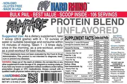 Label for Rampage Protein Blend Unflavored