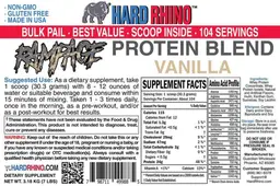 Label for Rampage Protein Blend Vanilla