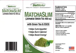 Label for MatchaSlim (Japanese Green Tea 450 mg)