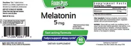 Label for Melatonin 5 mg
