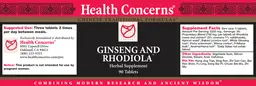 Label for Ginseng And Rhodiola